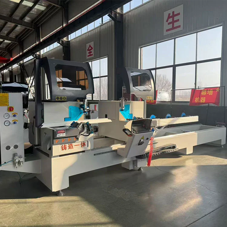 Semi-otomatis Double Kepala Miter Saw Aluminium Profil Mesin Cutting